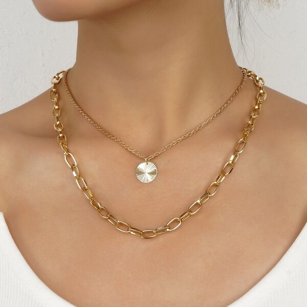 

Disc Pendant Necklace, Gold