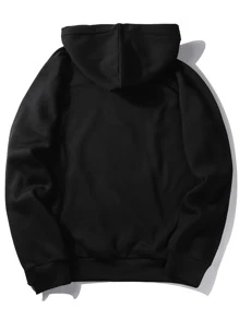 ROMWE MEN Anime Áo nỉ Nam Dây kéo Túi Lễ Các Thánh Đường phố - màu đen - Xem 2