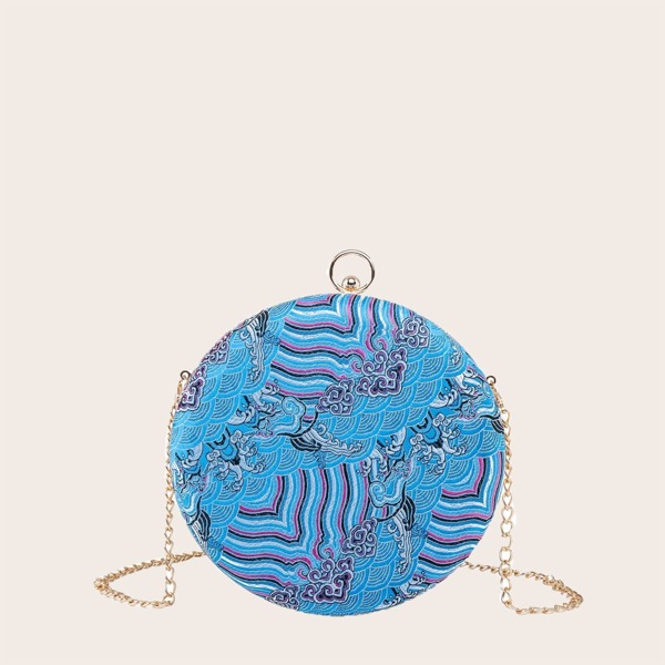 

Graphic Chain Circle Bag, Blue