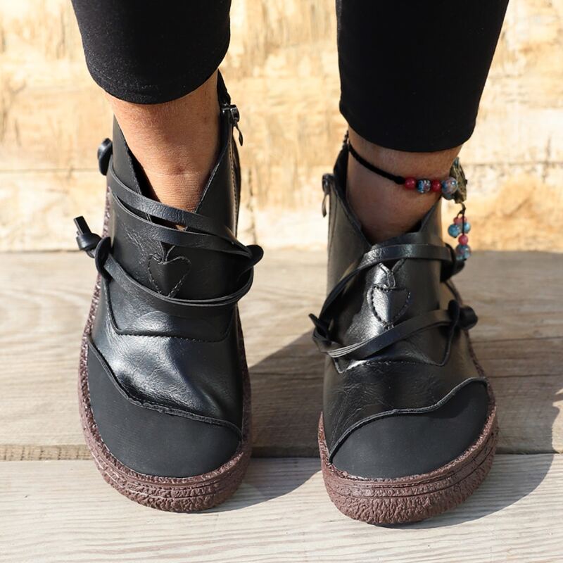 

Side Zipper Wide Fit Ankle Boots, Black