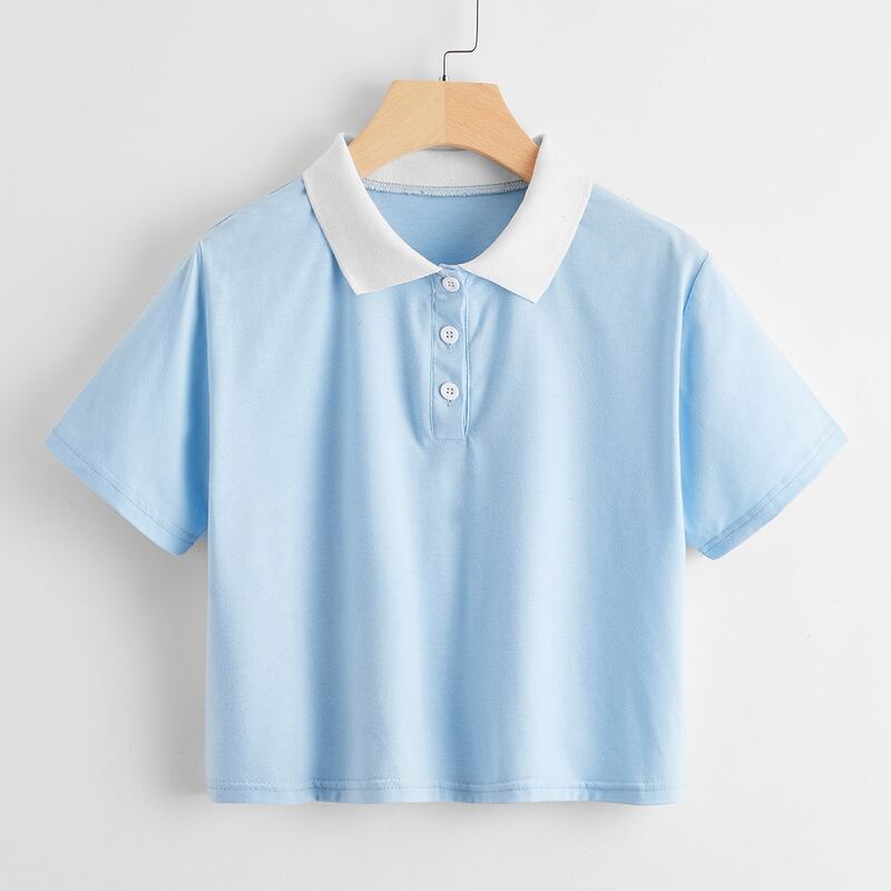 

Polo Neck Tee, Baby blue