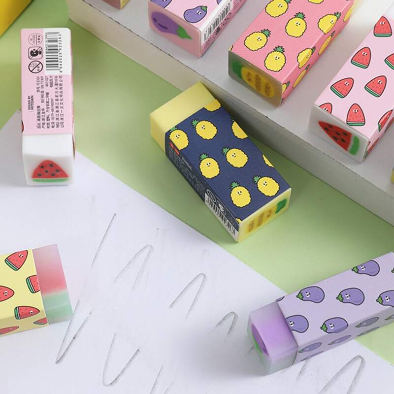 

2pcs Random Fruit Pattern Eraser, Multicolor