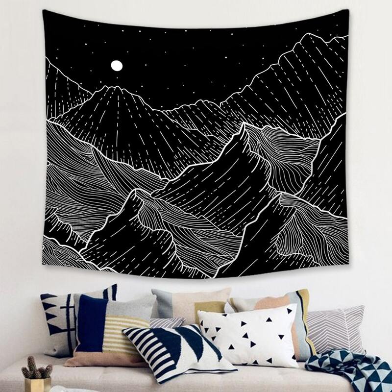 

Mountain Print Tapestry, Black
