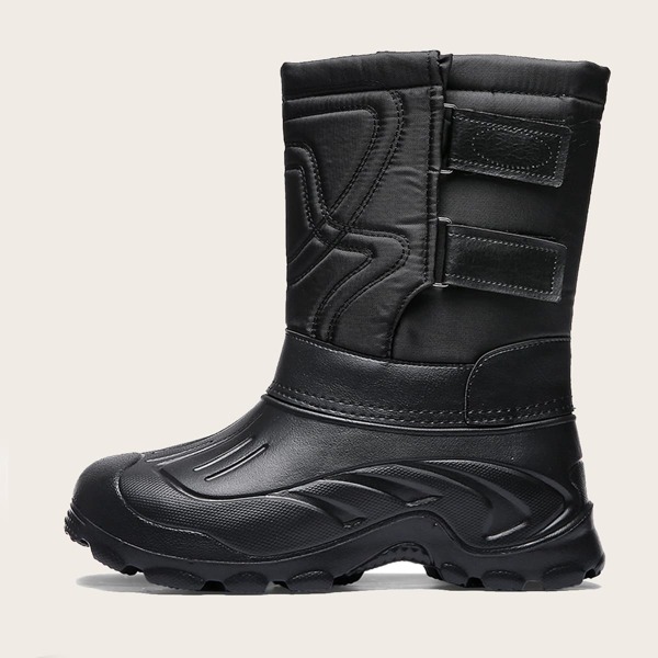 

Men Stitch Detail Mid Calf Boots, Black