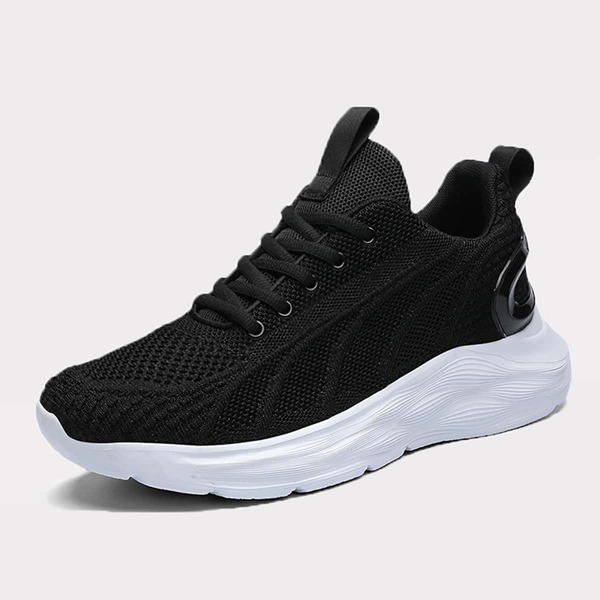 

Men Lace-up Front Wide Fit Knit Sneakers, Black