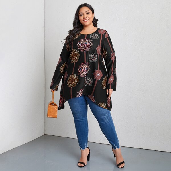 

Plus Kaleidoscope Print Longline Blouse, Multicolor