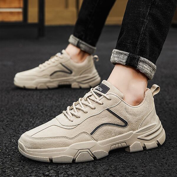 

Men Lace-up Front Sneakers, Khaki