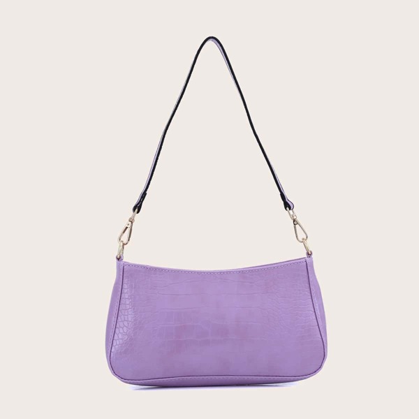 

Croc Embossed Baguette Bag, Purple