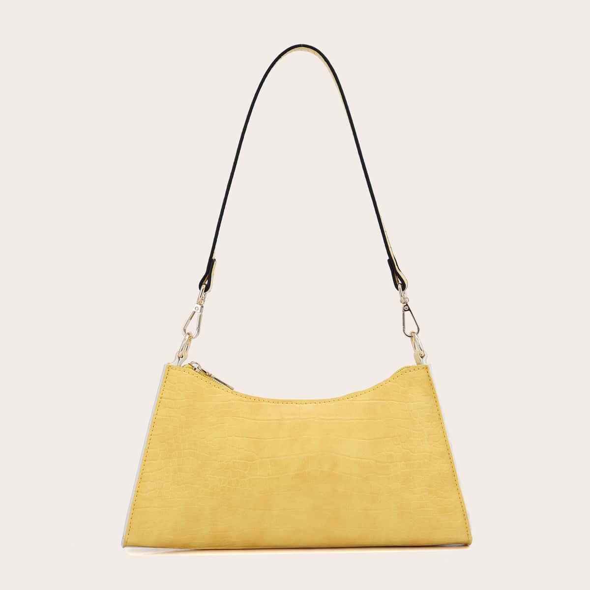 

Croc Embossed Baguette Bag, Yellow