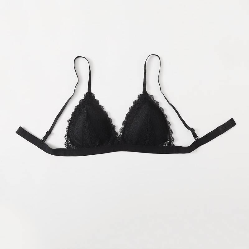

Lace Triangle Bralette, Black