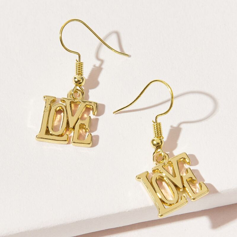 

Letter Shaped Drop Earrings, Gold