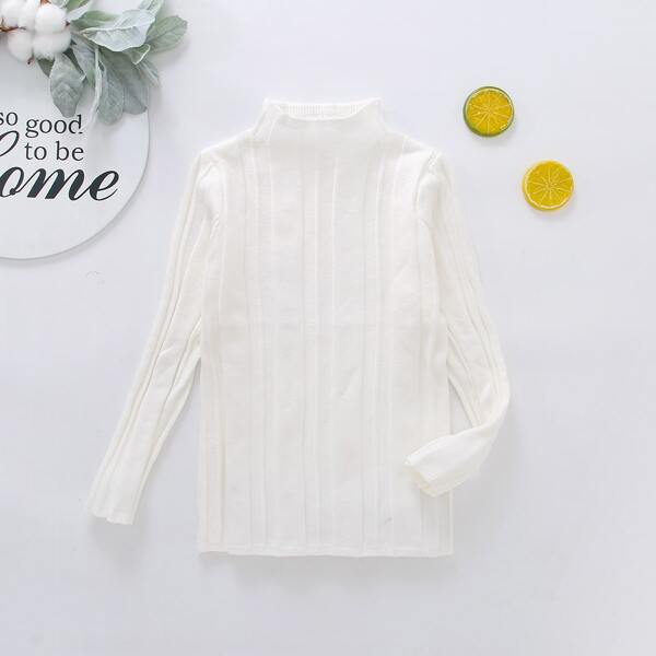 

Toddler Girls Solid Funnel Neck Sweater, White