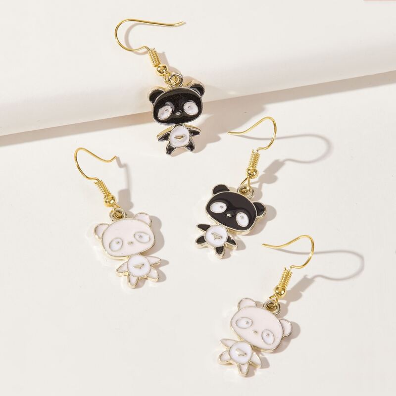 

2pairs Cartoon Drop Earrings, Multicolor