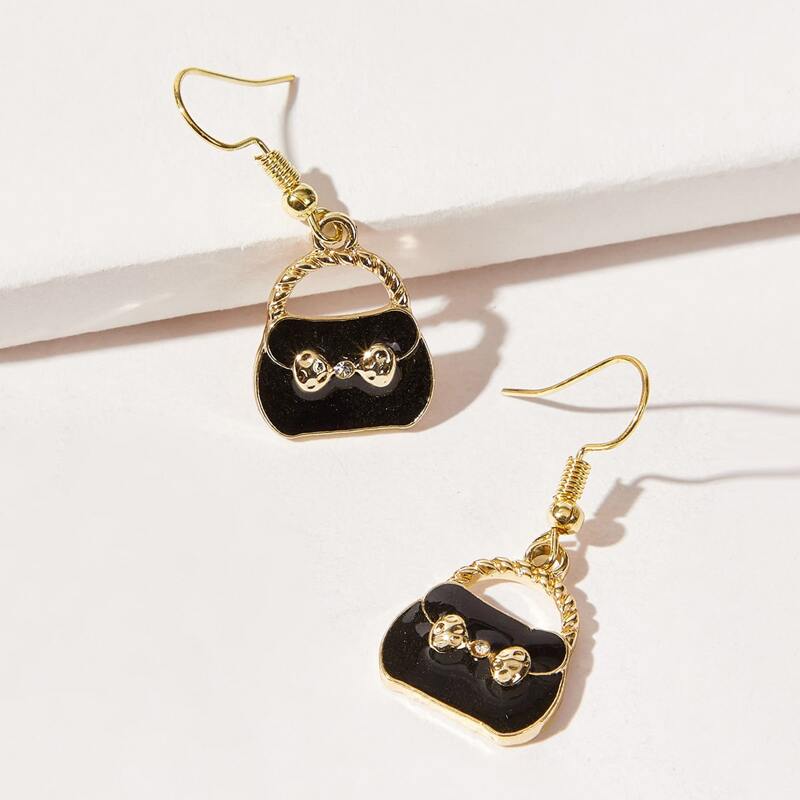 

Bag Design Drop Earrings, Black