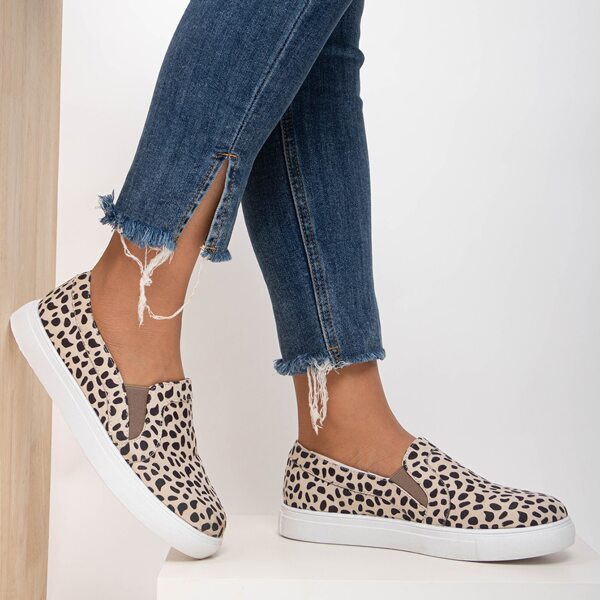 

Dalmatian Pattern Slip On Sneakers, Beige