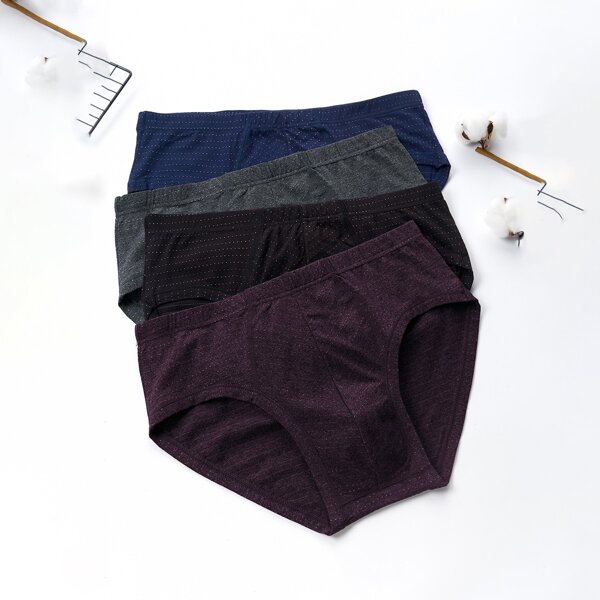

Men 4 Pack Elastic Waist Brief, Multicolor