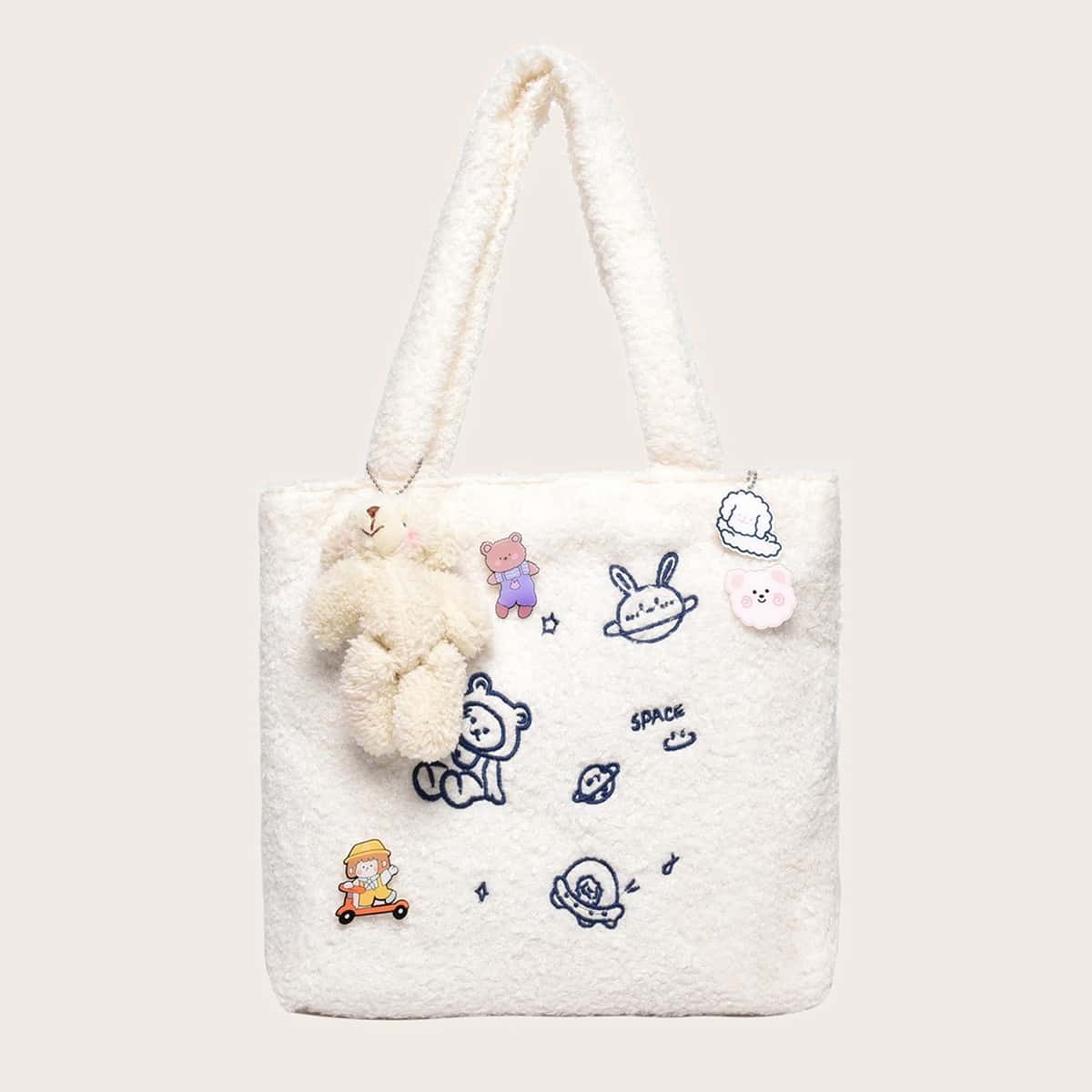 Image of Bear Charm Cartoon Graphic Tote Bag
