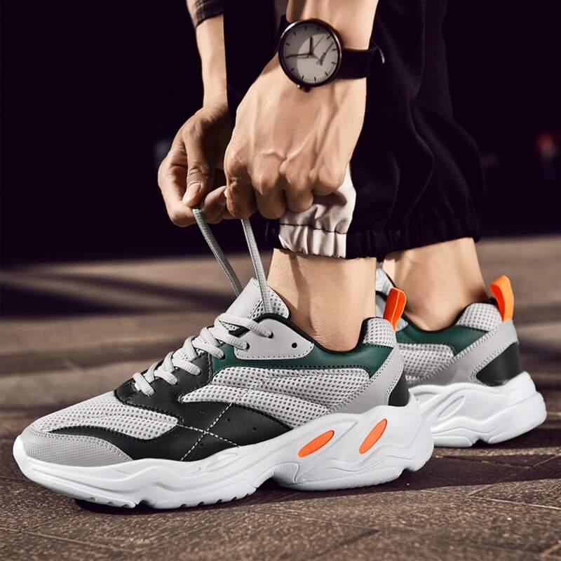 

Guys Lace-up Front Mesh Panel Sneakers, Grey