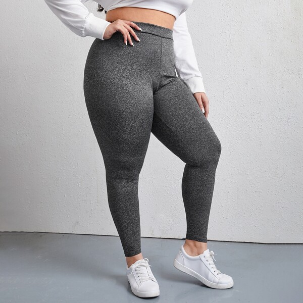 

Plus High-rise Crop Leggings, Dark grey