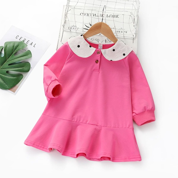 

Toddler Girls Peter Pan Collar Smock Dress, Pink