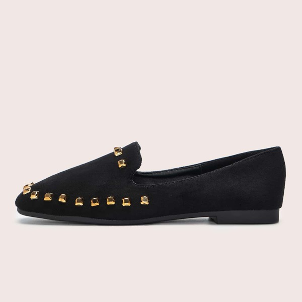 

Studded Decor Flat Loafers, Black