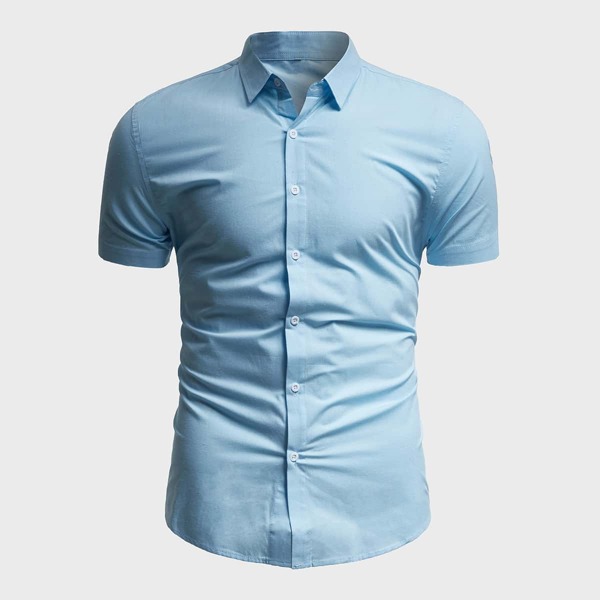 

Men Solid Button Up Shirt, Baby blue