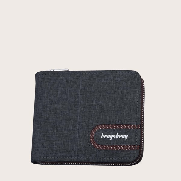 

Men Letter Graphic Zip Around Wallet, Black