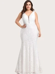 EVERPRETTY Vestido de fiesta con encaje sirena con encaje - Blanco - Ver 1