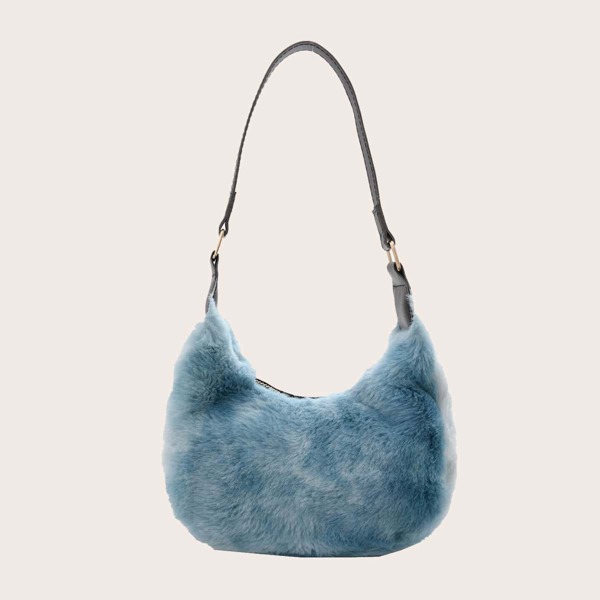 

Girls Fluffy Baguette Bag, Blue