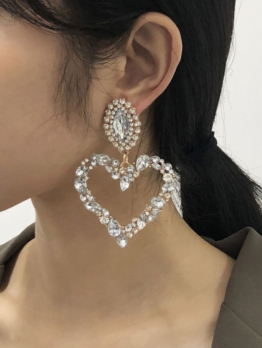 Mydear Hoa tai thả trái tim rhinestone - Trong sáng - Xem 1