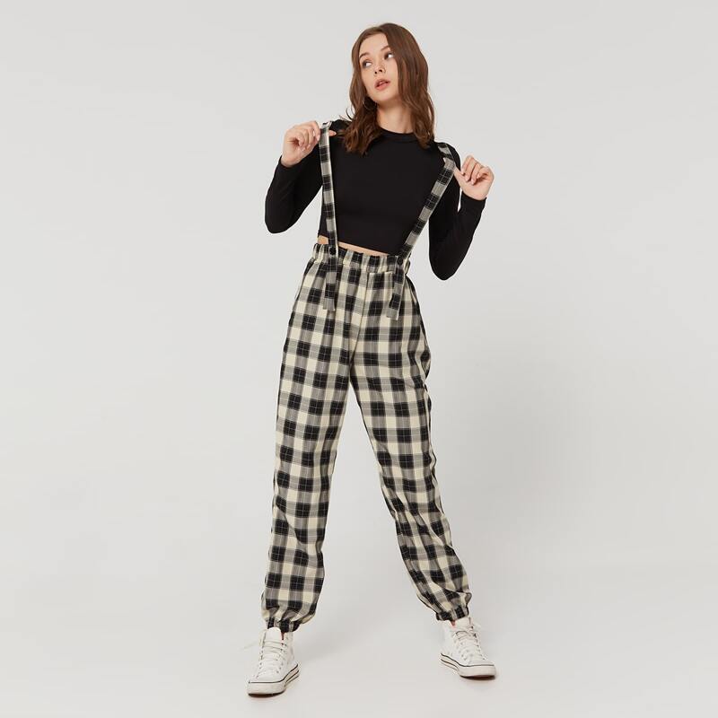 

Plaid Overall Jumpsuit, Multicolor