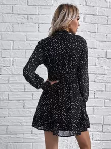 SHEIN Frenchy Vestido de tiras bajo con fruncido de cuello alto - Negro - Ver 2