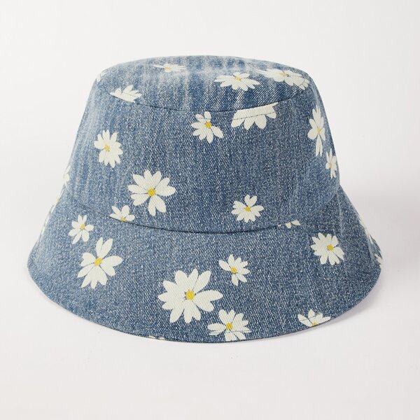 

Flower Pattern Bucket Hat, Blue