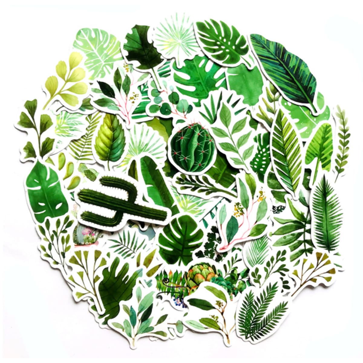 

60pcs Plants Pattern Sticker, Green