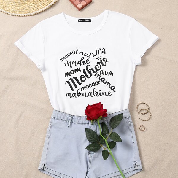 

Letter Graphic Round Neck Tee, White