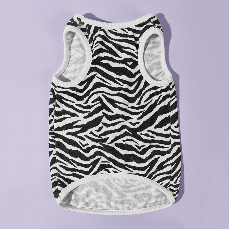 

Zebra Stripe Dog Tank, Black and white