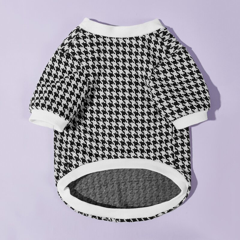 

Houndstooth Dog Sweatshirt, Black and white