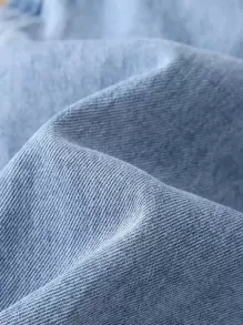 SHEIN Tween Girl 斜口袋弹性腰部锥形牛仔裤