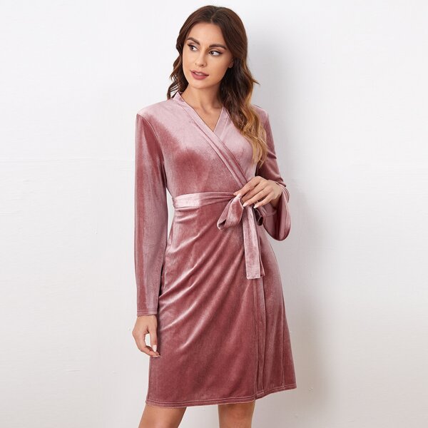 

Self Tie Velvet Robe, Dusty pink
