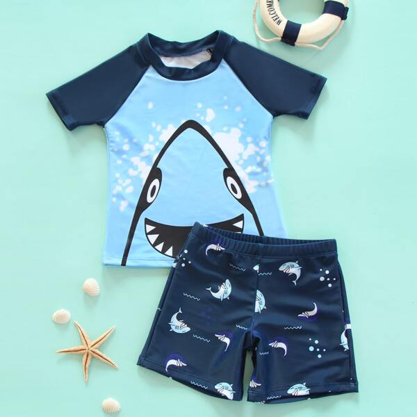 

Toddler Boys Shark Graphic Shorts Swimsuit, Blue