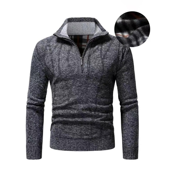 

Men Space Dye Stand Collar Sweater, Dark grey