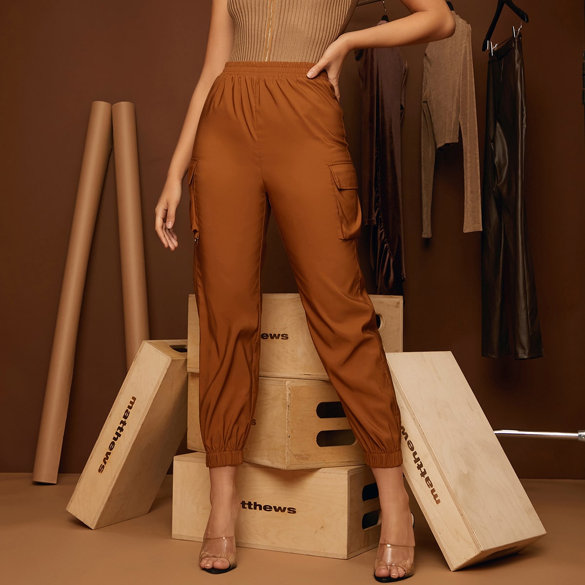 Image of Flap Pocket Side Solid Trousers