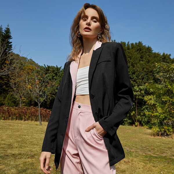 

Single Breasted Pocket Blazer, Black