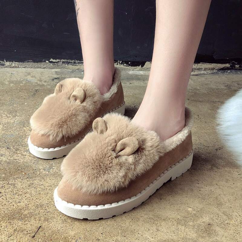 

Ear Decor Fluffy Flats, Khaki