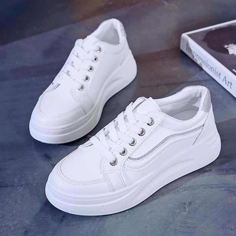 

Glitter Lace-up Front Skate Shoes, Silver