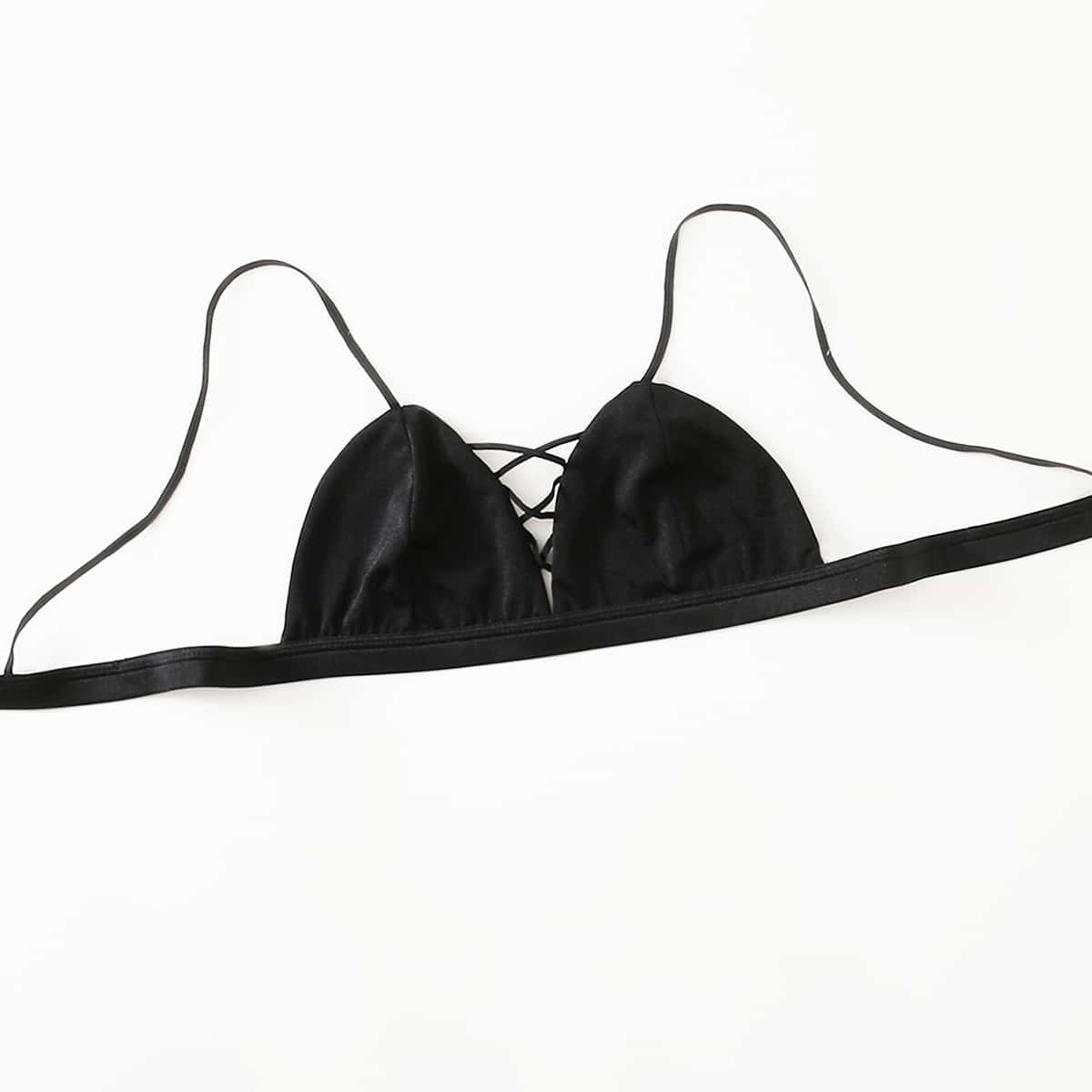

Solid Criss Cross Bralette, Black