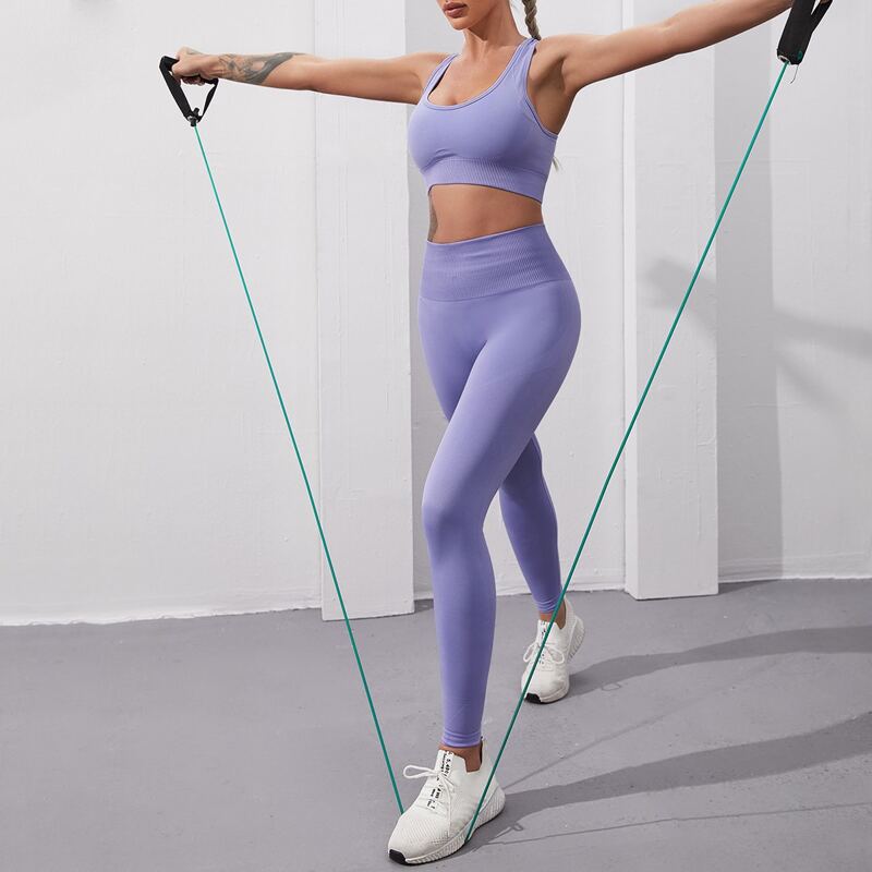 

Seamless Racer Back Sports Bra & Leggings, Lilac purple