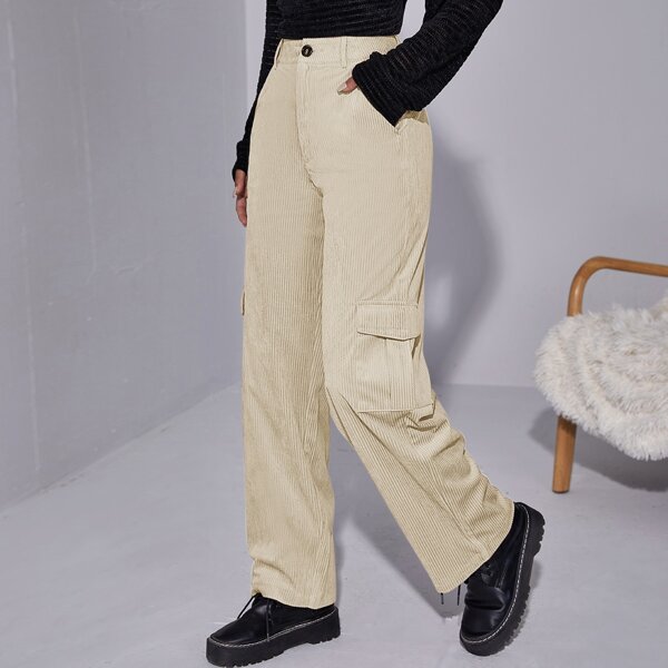 

Flap Pocket Cord Pants, Beige