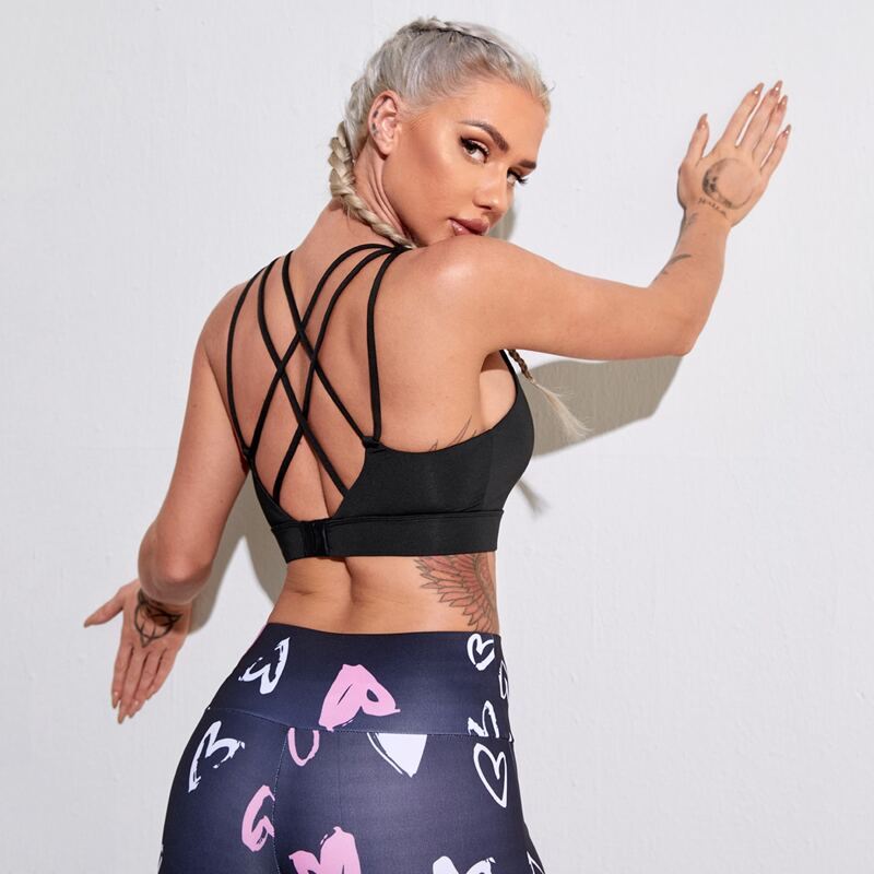 

Criss Cross Backless Sports Bra, Black