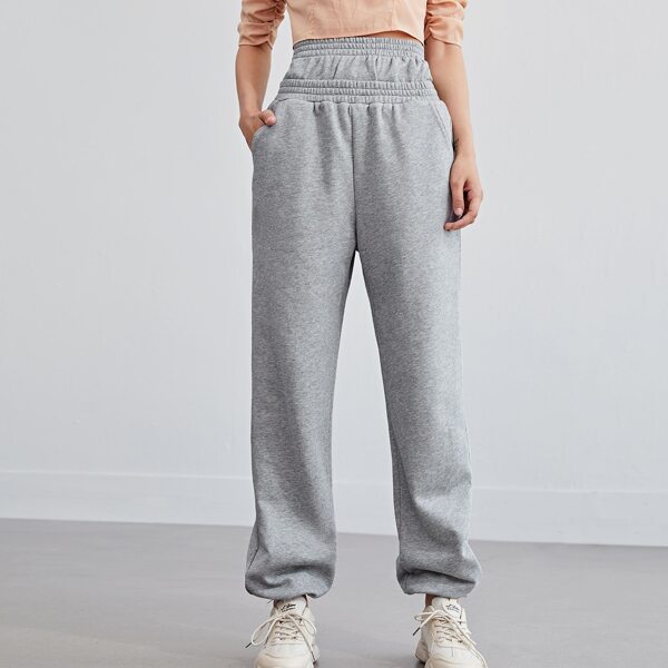 

Slant Pocket Elastic Waist Sweatpants, Light grey